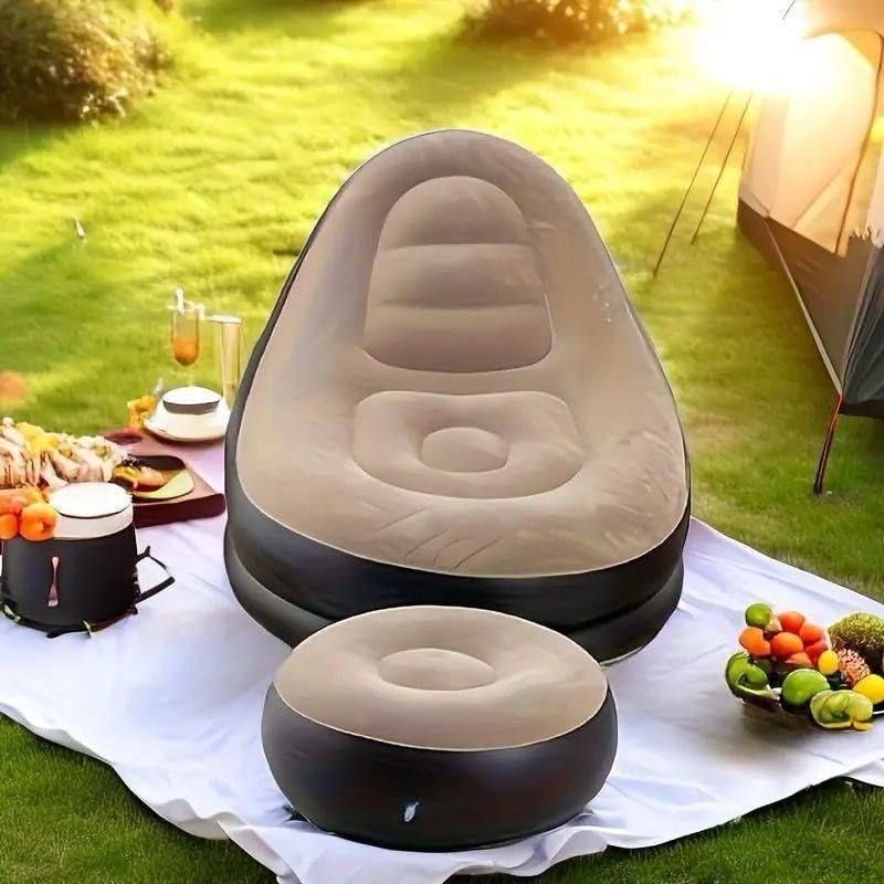 2-in-1 Portable Inflatable Sofa Chair Lounge Chair Set