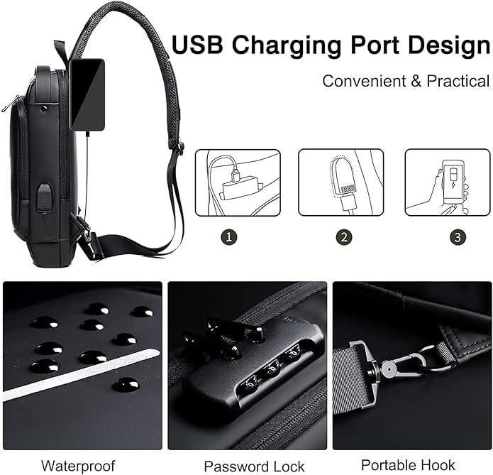 USB Smart Anti-Theft Charging Sling Bag