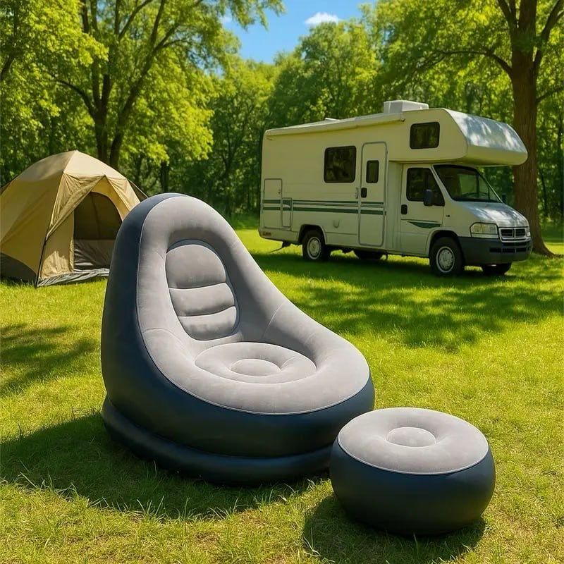 2-in-1 Portable Inflatable Sofa Chair Lounge Chair Set